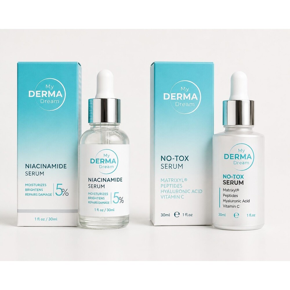 My Derma Dream Serum 2pc Lot No-Tox + Niacinamide 5% 30ml Each NEW